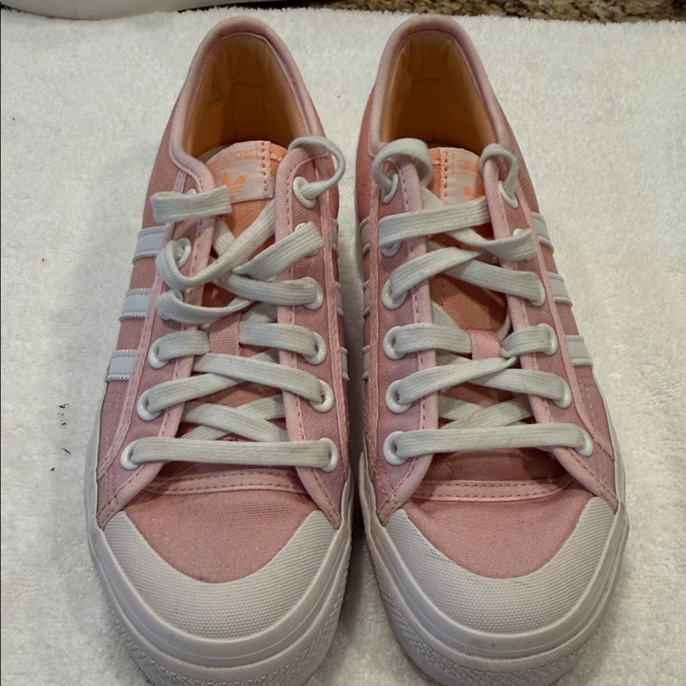 Adidas Women's Soft Pink and orange Platform Sneakers